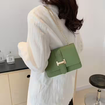 鱷魚石紋經典H扣×斜背包×綠色