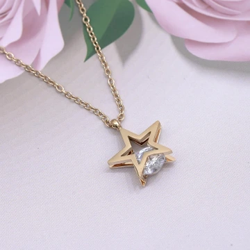 316鋼飾×靈動五芒星×鎖骨項鍊×金色.avif
