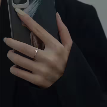 925銀飾&times;鏤空愛心晶鑽&times;開口戒指