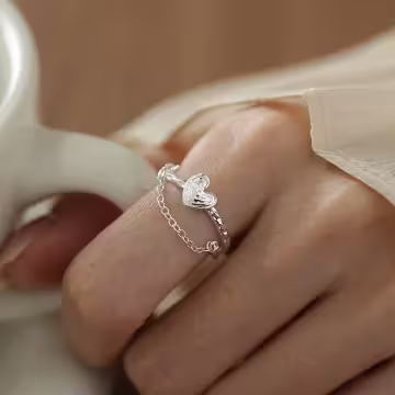 925銀飾&times;愛心蝴蝶酥鍊條&times;開口戒指