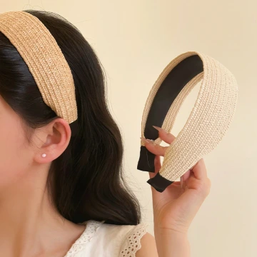 拉菲草編素色寬版×髮箍×共二色.avif