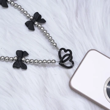 銀珠黑蝴蝶結×手機斜背雙勾掛繩.avif