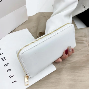 極簡素面皮革×拉鍊長皮夾×白色.avif