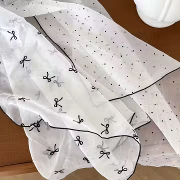 黑白網紗小點點×絲巾×四角頭巾
