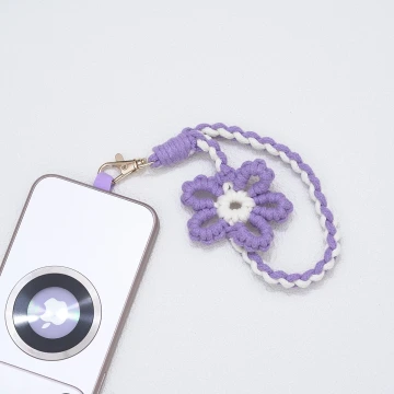針織小花兒×手機腕帶掛繩×紫色.avif