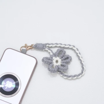 針織小花兒×手機腕帶掛繩×灰色.avif
