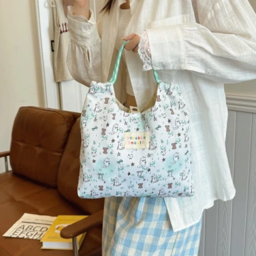 動物好朋友印花×手提袋×綠色.avif