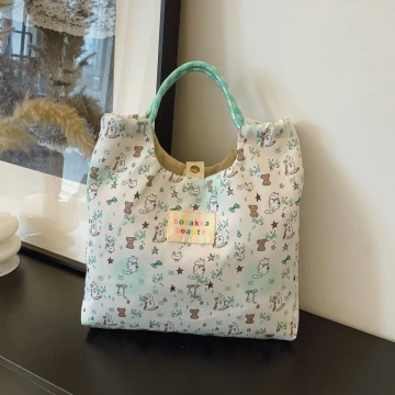動物好朋友印花×手提袋×綠色.avif