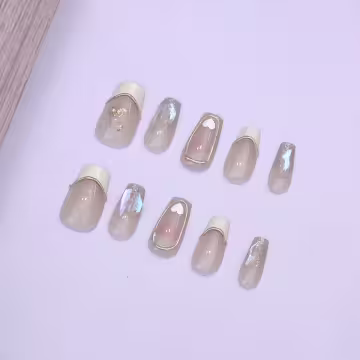 法式粉紅愛心亮面&times;穿戴式手指甲片&times;二十四入