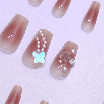 粉玫瑰珍珠亮面×穿戴式手指甲片×二十四入.avif
