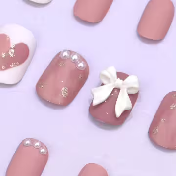 暈染愛心蝴蝶結霧面&times;穿戴式手指甲片&times;二十四入