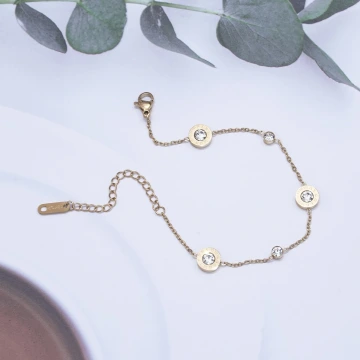 316鋼飾×羅馬數字圓鑽 ×手鍊×金色.avif