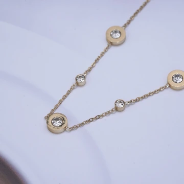 316鋼飾×羅馬數字圓鑽 ×手鍊×金色.avif