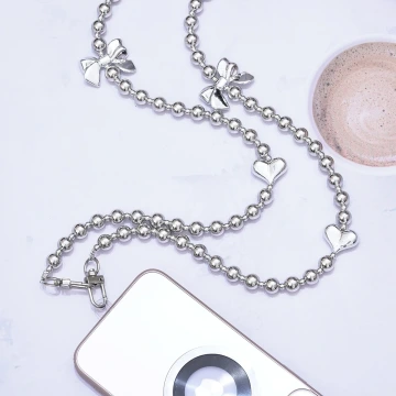 銀色愛心蝴蝶結×手機斜背雙勾掛繩.avif