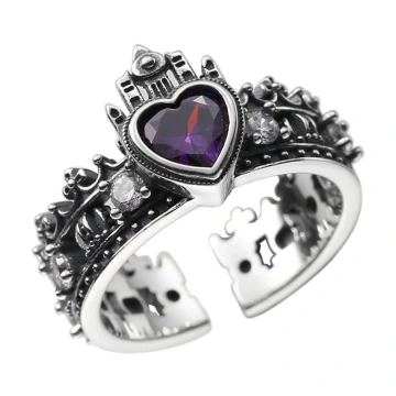 美式×復古×紫色鋯石×愛心皇冠×開口戒指.avif
