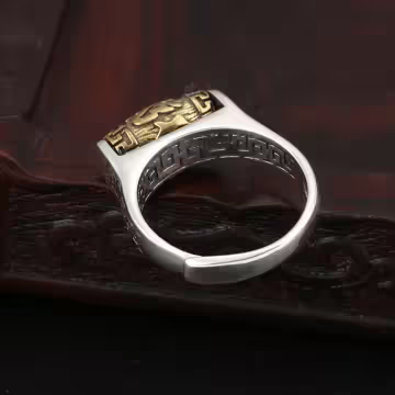 中式×可轉動×六字真言×文字戒×開口戒指×中性戒