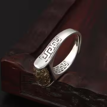 中式×可轉動×六字真言×文字戒×開口戒指×中性戒