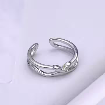 925銀飾&times;雙線水滴愛心&times;開口戒指