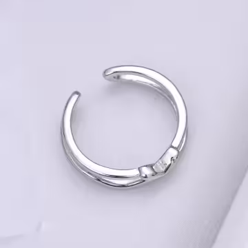 925銀飾&times;雙線水滴愛心&times;開口戒指