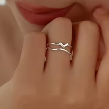 925銀飾&times;雙線水滴愛心&times;開口戒指