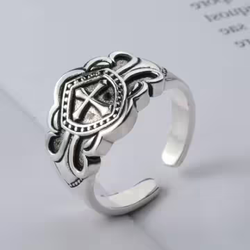 美式×復古×十字架之盾×開口戒指×中性戒