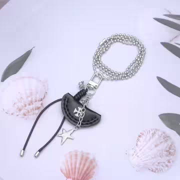 暗黑十字黑皮革×金屬長項鍊