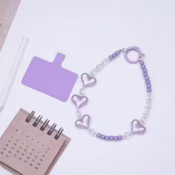 三心相連&times;手機腕帶掛繩&times;紫色