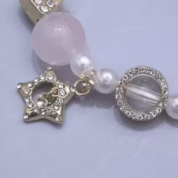 愛心星星粉珠彎管×固定式串珠手鍊