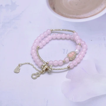 粉紅雙層福蘆×固定式串珠手鍊.avif