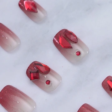 福到金蔥喜氣紅亮面×穿戴式手指甲片×二十四入 .avif