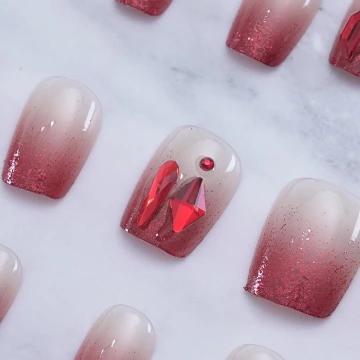 福到金蔥喜氣紅亮面×穿戴式手指甲片×二十四入 .avif