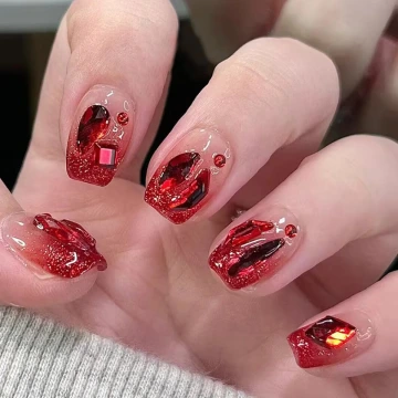 福到金蔥喜氣紅亮面×穿戴式手指甲片×二十四入 .avif