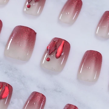 福到金蔥喜氣紅亮面×穿戴式手指甲片×二十四入 .avif