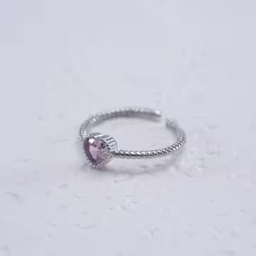 925銀飾&times;粉紅愛心&times;開口戒指