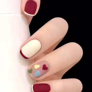 法式紅白愛心亮面&times;穿戴式手指甲片&times;二十四入