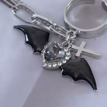 甜酷惡魔十字架×二套件連接戒指組