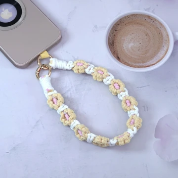 小花朵編織×手機腕帶掛繩×白黃.avif