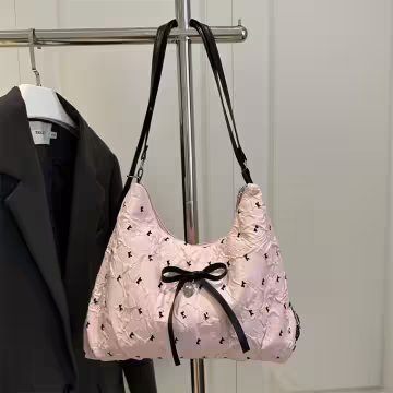 甜心蝴蝶結抓皺感&times;變形後背包&times;粉紅