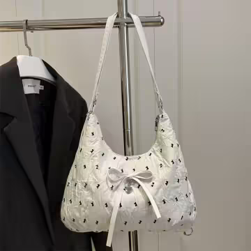 甜心蝴蝶結抓皺感&times;變形後背包&times;白色