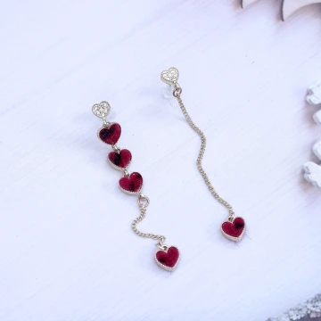 金橢圓紅底鑲鑽亮面×穿戴式手指甲片×二十四入 .avif