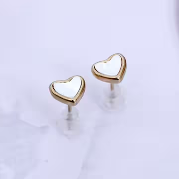鋼飾&times;白色愛心&times;耳釘&times;金色