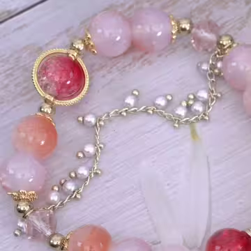 橘紅流蘇碎珍珠×固定式串珠手鍊