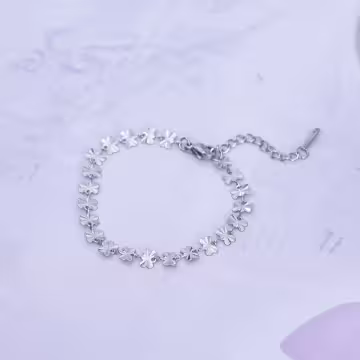 316鋼飾×四葉草壓花紋 ×手鍊×銀色