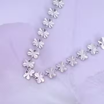 316鋼飾×四葉草壓花紋 ×手鍊×銀色