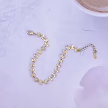 316鋼飾×四葉草壓花紋 ×手鍊×金色