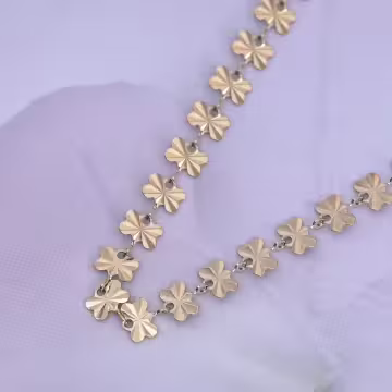 316鋼飾×四葉草壓花紋 ×手鍊×金色