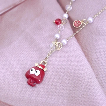 金橢圓紅底鑲鑽亮面×穿戴式手指甲片×二十四入 .avif