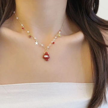 金橢圓紅底鑲鑽亮面×穿戴式手指甲片×二十四入 .avif