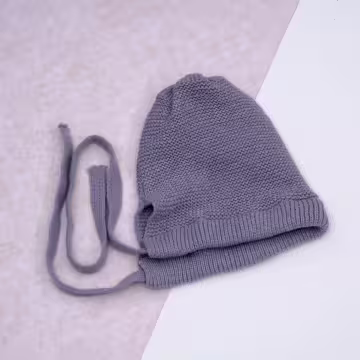 素色毛線綁帶×毛帽×灰色