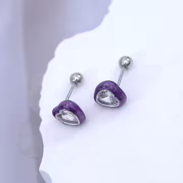 紫心晶鑽&times;轉珠耳環